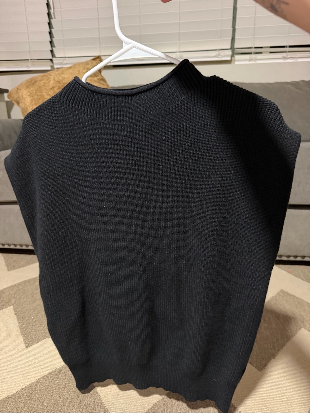 Women’s Black Ribbed Crewneck Sweater - Sleeveless Layering Vest